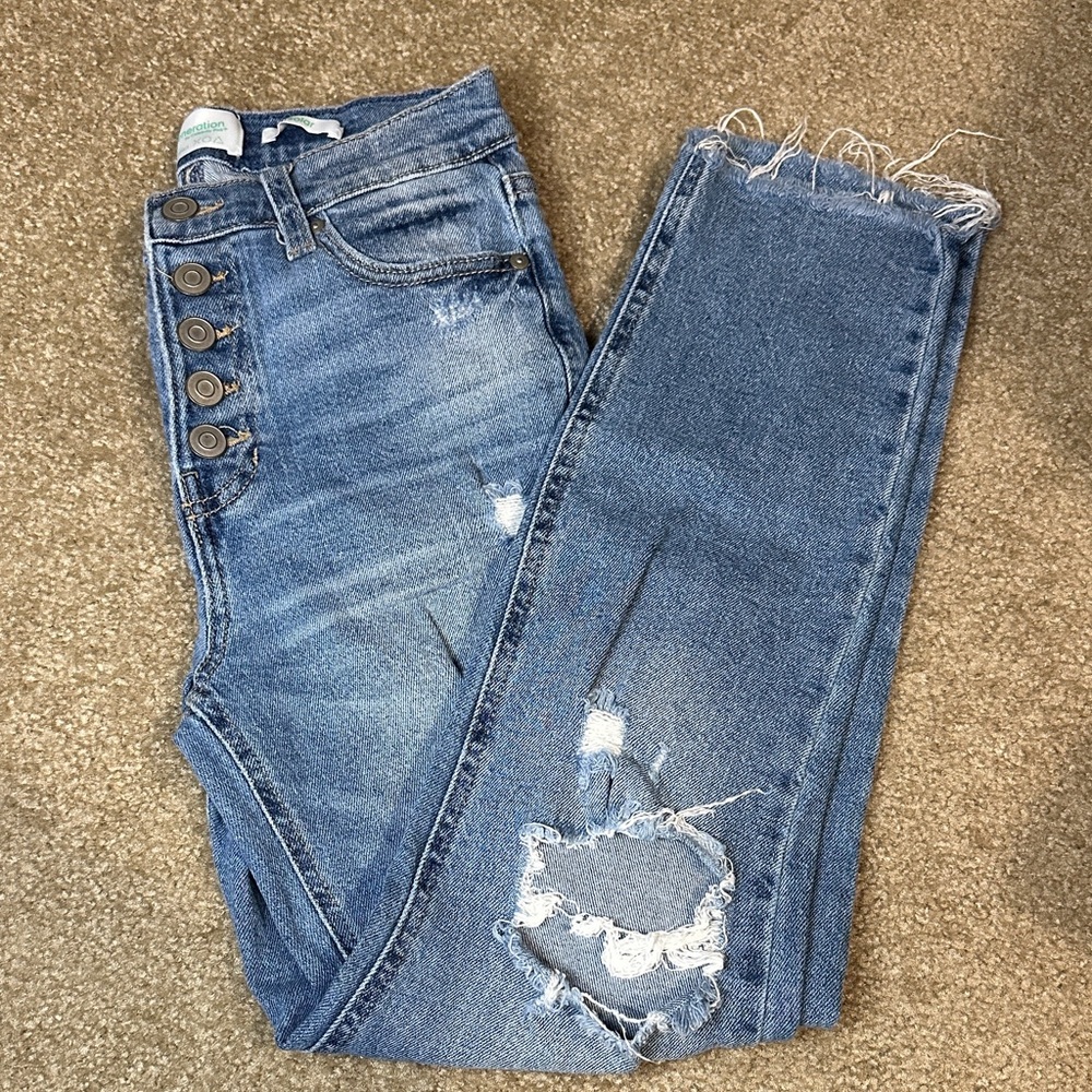Stylish Blue Distressed Women Jeans
